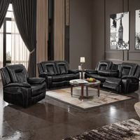 Sofá Reclinable Profesional de Cuero y Madera para Masajes, Conjunto Seccional de Diseño Moderno para Sala de Estar, Sofá Reclinable con Botones para Cine en Casa