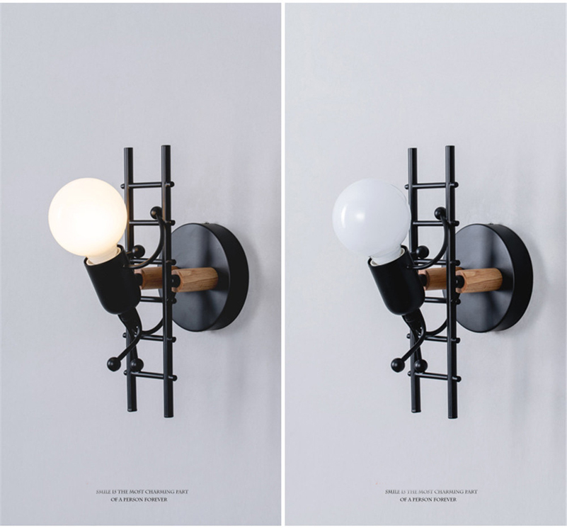 2021 loft industrial modern bedroom bedside restaurant Corridor Hotel E27 Black Mini unique wall lamp