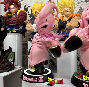 Estatua Coleccionable de Anime de <span class=keywords><strong>Dragon</strong></span> <span class=keywords><strong>Ball</strong></span> Z, Busto de Majin <span class=keywords><strong>Buu</strong></span> a Escala 1:1 con LED y Efecto de Llama en Resina - Product Image 4