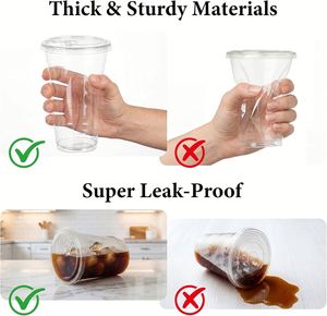 Gobelets jetables transparents en plastique de 16 oz pour café glacé avec couvercles, sans BPA, sûrs pour les aliments, anti-fuite, pour smoothies et fêtes - Product Image 3