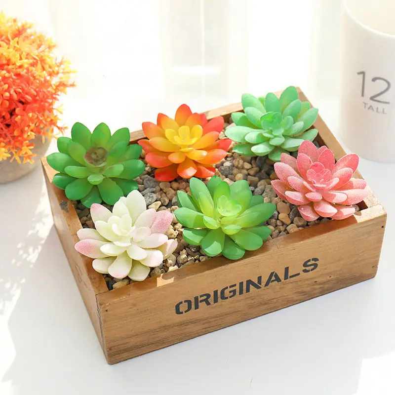 Wholesale Bonsai Artificial Succulent Plants Potted Live Succulent Plant Concrete Pot Set For Decoration