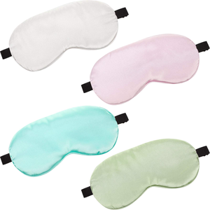 Masque oculaire occultant en soie simulée double face pour la sieste, respirant, avec logo personnalisé, vente en gros - Product Image 1