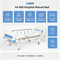 Lit d'hôpital manuel ergonomique Lisen ABS-A4 avec cadre métallique, dossier et repose-genoux réglables en hauteur - Utilisation à domicile et en milieu hospitalier