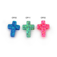 Quantité minimale de commande 2pcs 9x12mm Croix Opale Pierre À Travers Le Trou Mélanger Les Couleurs Lâche Synthétique Croix Opale En Stock