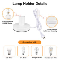 LEDEAST T0 Base de lampe de bureau à vis avec câble de 1,75 m, prise EU/US, douille E27/E26, support de lampe de table en fer pour chambres
