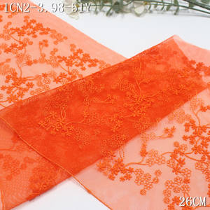 Encaje Bordado Floral Pequeño de Alta Calidad y Ecológico de 26 cm, Accesorio para Prendas, Encaje Bordado de Malla Naranja Vintage para Sujetador - Product Image 5