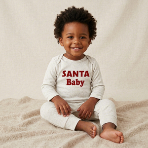 Combinaison bébé Santa Baby en coton biologique, grande taille, fermeture éclair bidirectionnelle, pour nourrissons et tout-petits, hiver, col rond, manches longues, fermeture à boutons-pression, douce - Product Image 1