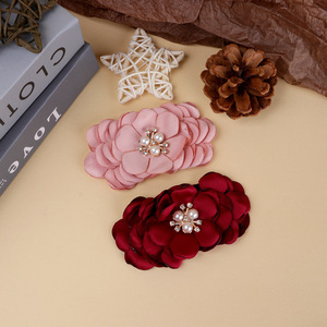 Broches en tissu de soie brillant avec fleurs 3D pour accessoires de cheveux, bijoux de mode pour femmes, mariage - Product Image 3