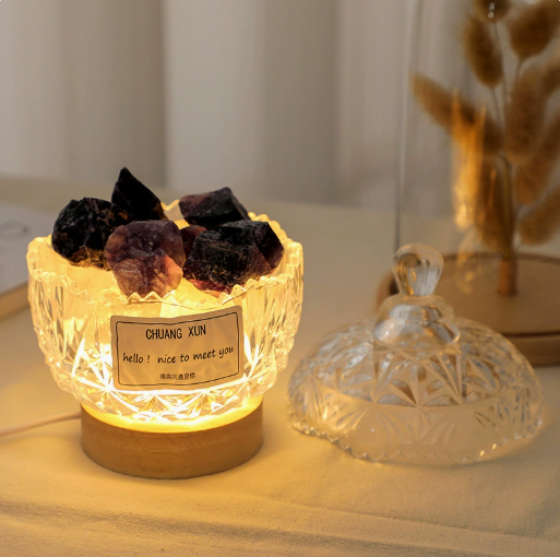 Coupe Couronne + Cristal Blanc-Violet + Base Lumineuse