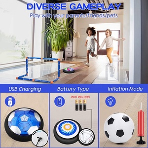Jeu de buts de ballon de football de hockey stationnaire rechargeable 3 en 1 Jouet de sport flottant à DEL pour enfants avec 2 buts - Product Image 2