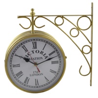 Horloge murale à Double face en fer forgé et métal, décor bon marché, pendule de jardin, Station de Train, chiffres romains