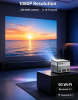 Projecteur LCD LED intelligent HTP Q8 Full HD 1080p, stéréo HIFI, compatible 3D, 450 lumens ANSI, 8 Go de ROM, pour cinéma maison et entreprise