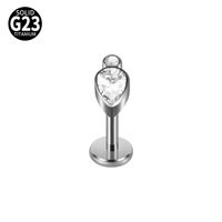 Piercing tendance en alliage de titane G23, motif petit radis mignon, zircon incrusté en forme de goutte, barre plate à filetage interne, pour oreille et lèvre
