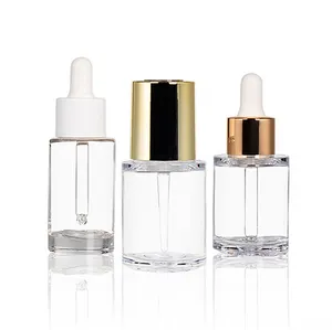 Wholesale 20/410 Shiny Golden Aluminium Plastic Dropper 15ml 10ml 35ml Clear Frosting Glass Essential Oil Bottle for personal