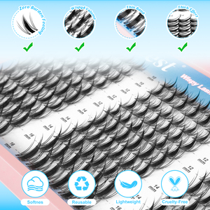 Kit de cils en grappe à marque privée, effet naturel, bande fine, volume 180 pièces, grande capacité - Product Image 2