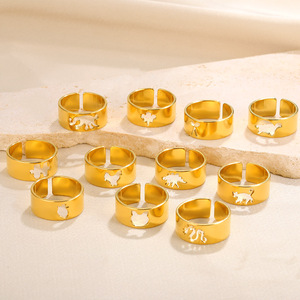 Nouvelle bague de niche européenne et américaine, spéciale, simple, créative, creuse, en acier inoxydable, motif petit animal, style punk, pour femme - Product Image 2