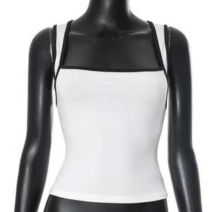 Dropshipping 2025 primavera y verano cuello cuadrado pulóver <span class=keywords><strong>ancho</strong></span> hombro Correa Chaleco Corto Top <span class=keywords><strong>camiseta</strong></span> - Product Image 5