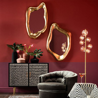 Miroir décoratif géométrique doré de haute qualité 90x60 cm, pour chambre à coucher, maquillage, décoration intérieure, cadre artistique, hôtel, moderne, dropshipping DDP
