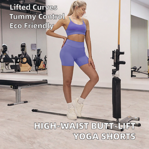 Shorts de yoga taille haute pour femme, effet push-up fessier, contrôle du ventre, avec ceinture sans couture, style cycliste, pour la course et le fitness - Product Image 2