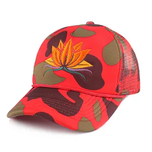 Logo Tùy Chỉnh 6 Bảng Điều Khiển Safari Lưới Mũ Bóng Chày Đồng Bằng Camo Trucker Hat