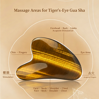 Planche de Gua Sha en œil de tigre naturel, forme cœur, pierre de massage en cristal, outil de soin du visage et spa, vente en gros