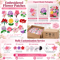 Großhandel Blumen-Stickerei-Aufnäher Rose Gänseblümchen Lotus Kirschblüte Blumenmuster zum Aufbügeln oder Aufnähen