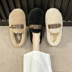 Factory wholesale high quality <b>slippers</b> for <b>women</b> winter outdoor warm fur <b>slippers</b> comfortable plush cotton shoes - Product Image 3