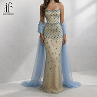 Robe de soirée élégante en strass, coupe trapèze, style paon, avec châle, design sans bretelles, ornée de perles de diamant, longueur ras du sol, naturelle