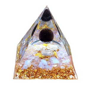 คริสตัลอีพ็อกซี่เรซิ่นรูปทรงพีระมิด ของตกแต่งบ้าน ลูกบอลชา 3 ชั้น ลายโอปอล ของตกแต่งโต๊ะทำงาน งานฝีมือสะสม - Product Image 5