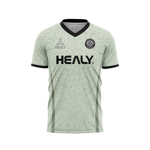 HEALY Dry Fit Polyester Sublimatie T-shirts Fabrikant Op Maat Voetbal V-hals T-shirts Heren - Product Image 1