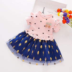 Wholesale Summer <b>Patchwork</b> <b>Skirt</b> Heart Design Little Girls Baby Kids Princess Fluffy Dress - Product Image 5