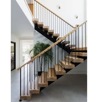 Mono Stringer marches en bois escalier flottant bon prix design décoratif intérieur escalier flottant en bois massif d'acacia