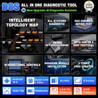 XTOOL D8S Programmeur de clés de voiture OBD, outils de réparation ECU, outil de diagnostic automobile, scanner bidirectionnel