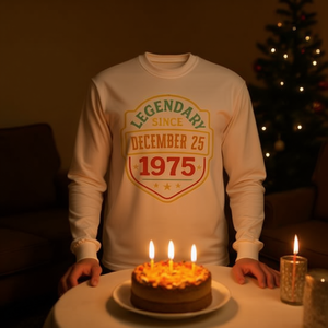 Camiseta de manga larga con estampado de cumpleaños vintage, legendaria desde el 25 de diciembre de 1975 - Product Image 3