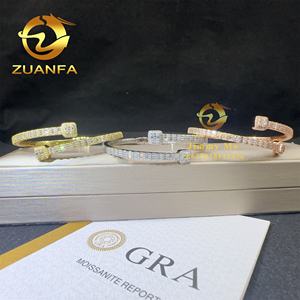 Fashion produk baru perhiasan Pria 925 perak Iced Out Hip Hop perhiasan VVS1 Baguette Moissanite gelang berlian gelang pria - Product Image 6