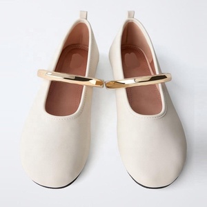 Nuevos Zapatos Minimalistas de Una Pieza Tipo Mary Jane, Zapatos Planos para Mujer, Color Albaricoque, Punta Redonda, Zapatos de Ballet Ultra Suaves - Product Image 1