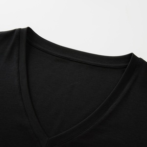 Camisetas Cortas de Mujer al por Mayor, Sólidas, Elásticas, Minimalistas, con <span class=keywords><strong>Cuello</strong></span> en <span class=keywords><strong>V</strong></span>, Manga Tres Cuartos, Ajustadas, de Lyocell y Spandex, Casuales y Básicas - Product Image 2