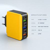 Chargeur mural USB 6 ports en matériau ignifuge pour PC avec protection contre les courts-circuits, hub de charge rapide et sûr pour la maison et le bureau