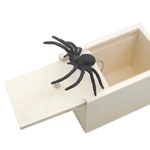Joker gift Rubber Spider Prank Box Handcrafted Wooden Surprise Box Prank Spider Money Surprise Box Fun Practical Surprise