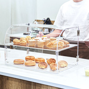 Factory Custom 2-Tier Commercial Countertop Bakery Display Case Acrylic Display Box Rear <b>Door</b> Access Removable <b>Shelves</b> Fresh - Product Image 1