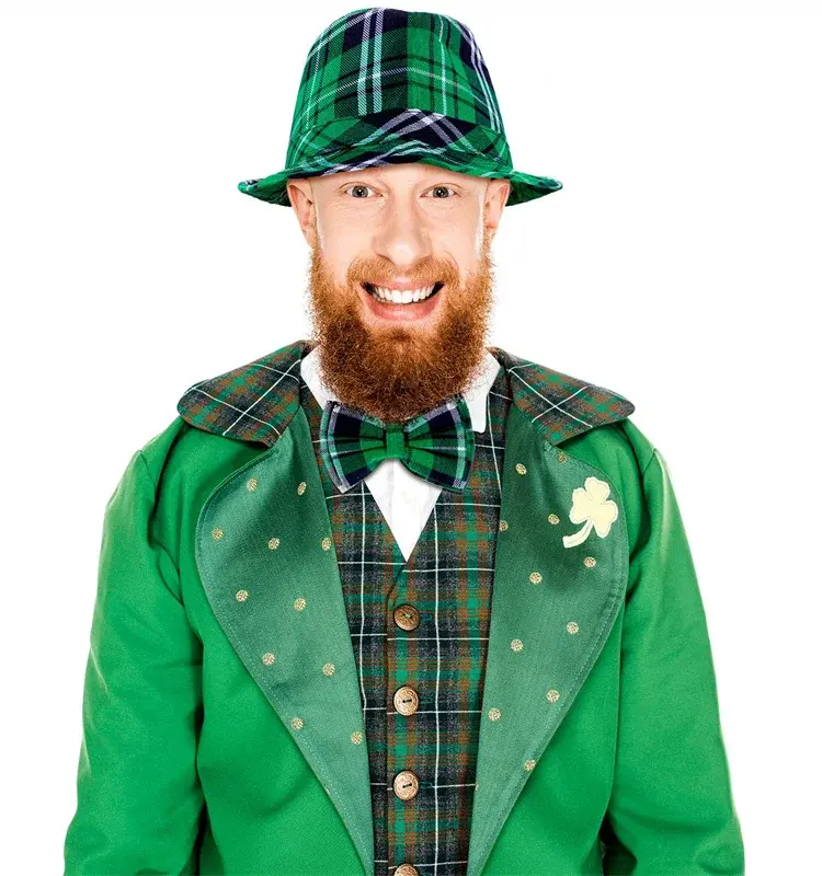 Topi pesta Irlandia Set topi kuncup kotak-kotak semanggi hijau buatan pabrik hari St. Patrick baru topi hijau Pesta LP3023