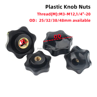Boutons de serrage à poignée filetés traversants 1/4 "-20 pouces M3 M4 M5 M6 M8 M10 M12, en plastique noir Torx Star