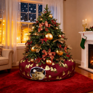 Großhandel Neues Design Plüsch Weiches Wärmendes Höhlen-Haustierversteck Zusammenklappbar mit Knisterbällen Weihnachts-Katzentunnel-Bett - Product Image 1