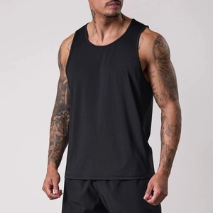 Camiseta sin mangas de punto transpirable con cuello redondo de elastano para hombre, talla grande, de algodón, informal, de malla, al por mayor y personalizada - Product Image 1