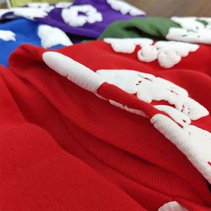 Sudaderas con Capucha de Algodón 100% de Alta Calidad para Hombre, Estilo Urbano, Chándales, Sudaderas Pesadas con Estampado Puff y Detalles Desgastados - Product Image 2