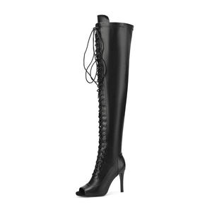 Botas de Baile de <span class=keywords><strong>Jazz</strong></span> para Mujer con Cordones y Diseño de Boca de Pescado, Tacones Altos, Elásticas, por Encima de la Rodilla, Zapatos de Baile de <span class=keywords><strong>Jazz</strong></span> - Product Image 4