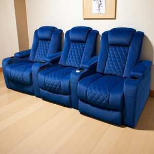 เตียงโซฟาไฟฟ้าหนังแท้สีขาวที่นั่งสไตล์โรงภาพยนตร์ที่ทันสมัยห้องดูหนังวันโรงละครเฟอร์นิเจอร์เลานจ์ - Product Image 2