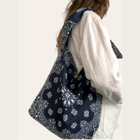 Sac hobo bandoulière ample en tissu paisley avec nœud, grand sac fourre-tout souple pour femme, sac de shopping réutilisable style bohème