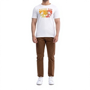 เสื้อยืดแขนสั้นสีขาวสำหรับผู้ชาย ลายพิมพ์ฤดูร้อน คอกลม ทรงปกติ สวมใส่สบาย ผ้าฝ้ายเจอร์ซีย์ ระบายอากาศได้ดี ดีไซน์โลโก้ด้านหน้า - Product Image 1