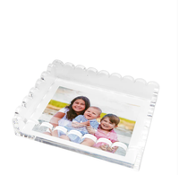 Plateau en acrylique festonné personnalisable avec tapis magnétique, cadre photo en lucite, présentoir photo transparent